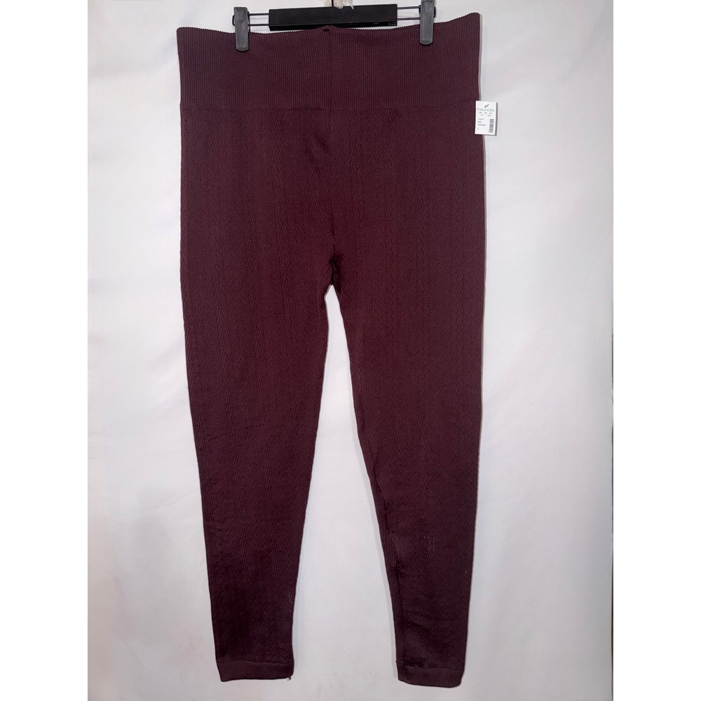 Maurices Womens Burgundy Cable Knit Fleece Lined Seamless Leggings Size 3 NWT